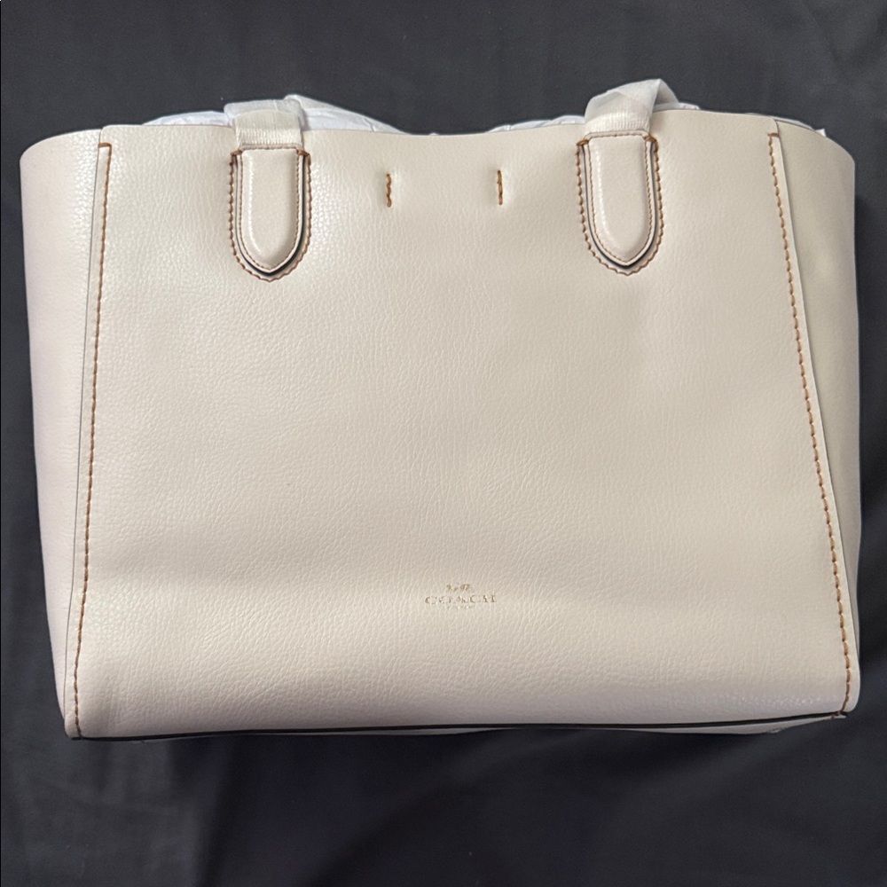 Coach Beige Leather Tote Bag